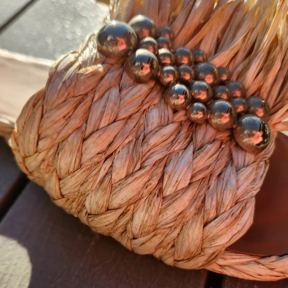 Clergerie Paris Raffia Fringd Slide Silver Sandals Sz EU 40 US 9 - Picture 5 of 8